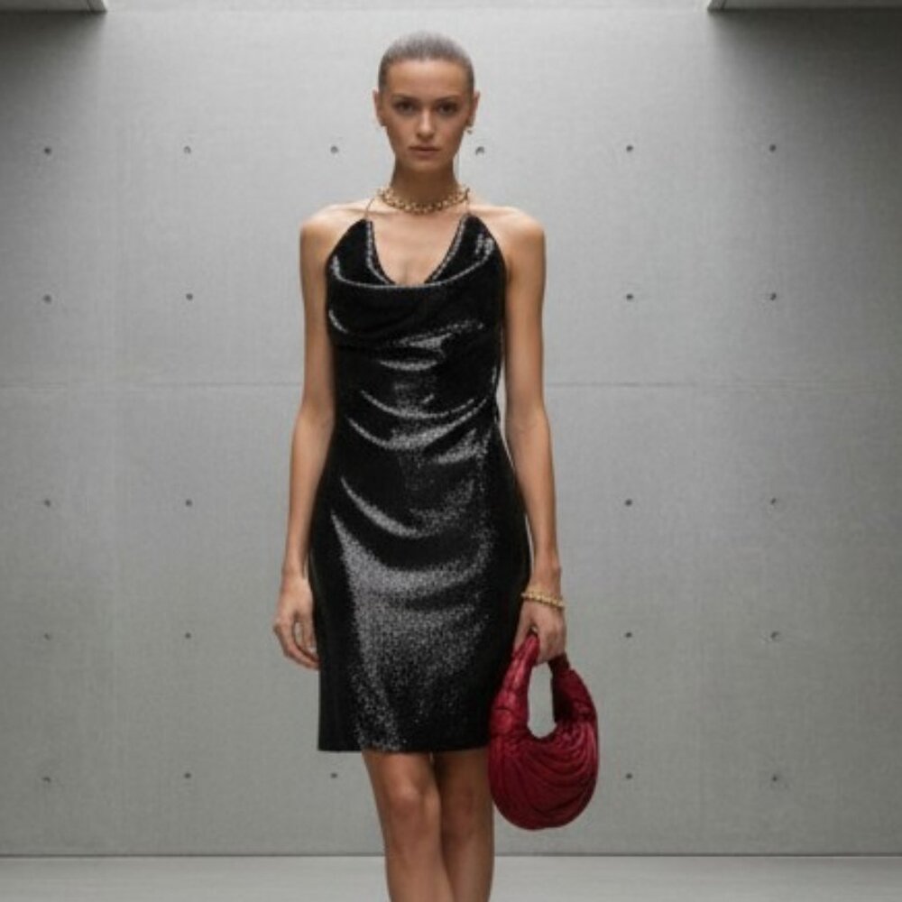 Bottega Veneta Black Lurex Silk Velvet Strapless Formal Mini Dress US S NWT
